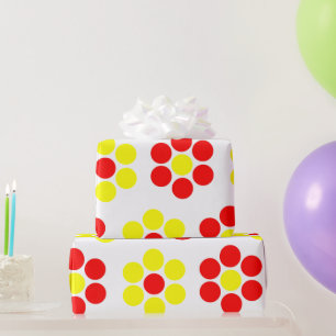 Papel De Presente Amarelo e Vermelho Floral Mínimo Simples