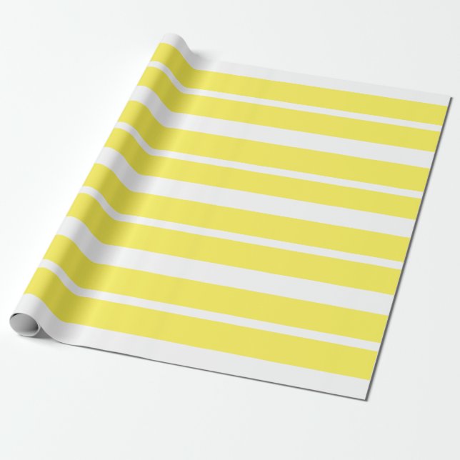 Papel De Presente Amarelo ensolarado e branco riscado (Desenrolado)
