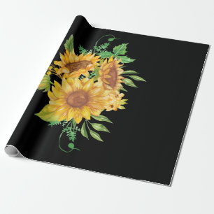 Papel De Presente Amarelo Floral de Girassol Positividade