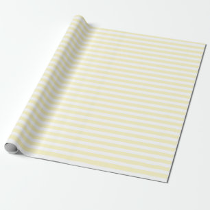 Papel De Presente Amarelo Manteiga e Listras Brancas