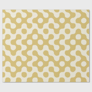 Papel De Presente Amarelo Manteiga Meados do Século Geométrico Orgân