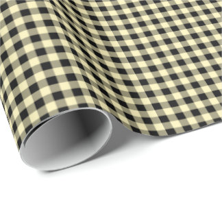 Papel De Presente Amarelo-Manteiga | Papel de enrolamento de Gingham