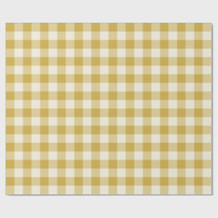 Papel De Presente Amarelo Manteiga Xadrez Gingham Clássico