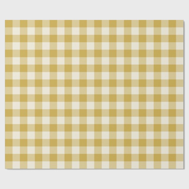 Papel De Presente Amarelo Manteiga Xadrez Gingham Clássico (Aberto)