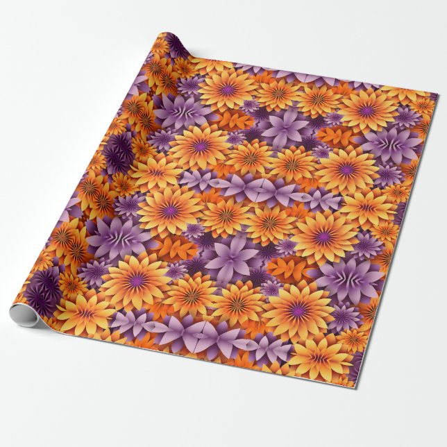 Papel De Presente Amarelo Roxo Girassol (Desenrolado)