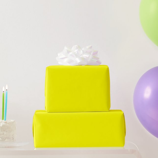 Papel De Presente Amarelo Sólido brilhante (Presentes para festas)
