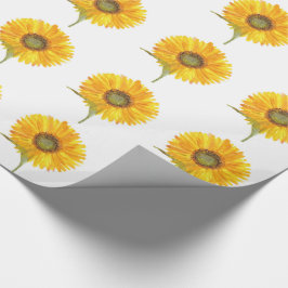 Papel De Presente Amarelo sunfloral aquarela Verão Russo