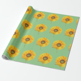 Papel De Presente Amarelo sunfloral aquarela Verão Russo