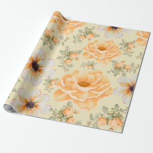 Papel De Presente Amarelo Verde Aquarela Floral