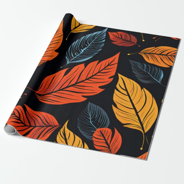 Papel De Presente Amber Woods: Folhas do outono em tons quentes (Desenrolado)