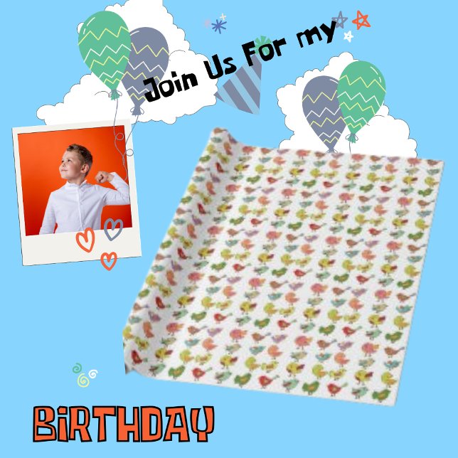 Papel De Presente Ambiente de Filha de Aves Cutas Pattern (Criador carregado)