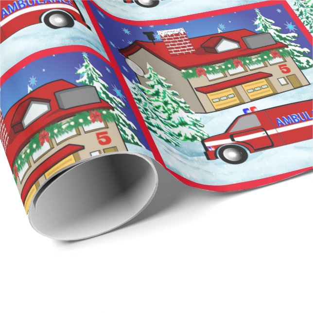 Papel De Presente Ambulância da Estação de Fogo de Bombeiros EMS Nat (Ponta do rolo)