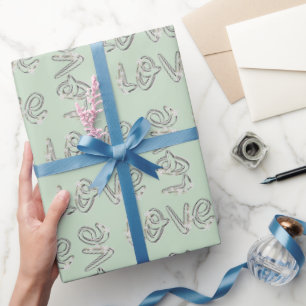 Papel De Presente Ame Amêndoa Brilhante Em Sage Green