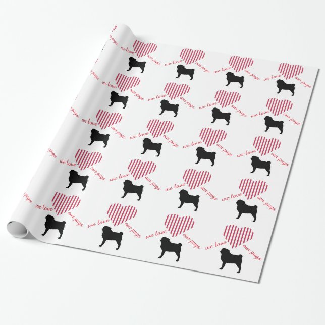 Papel De Presente ame nossos pugs (Desenrolado)