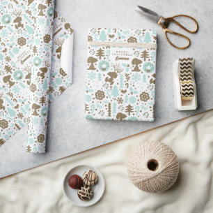 Papel De Presente Amendoins Padrão de Natal Snoopy Frosty