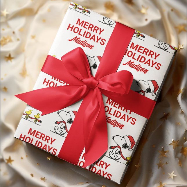 Papel De Presente Amendoins | Snoopy & Friends Winter | Adicione seu (Wrapped gift)