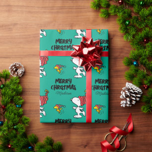 Papel De Presente Amendoins Snoopy Winter Beanie Boné Adicione s