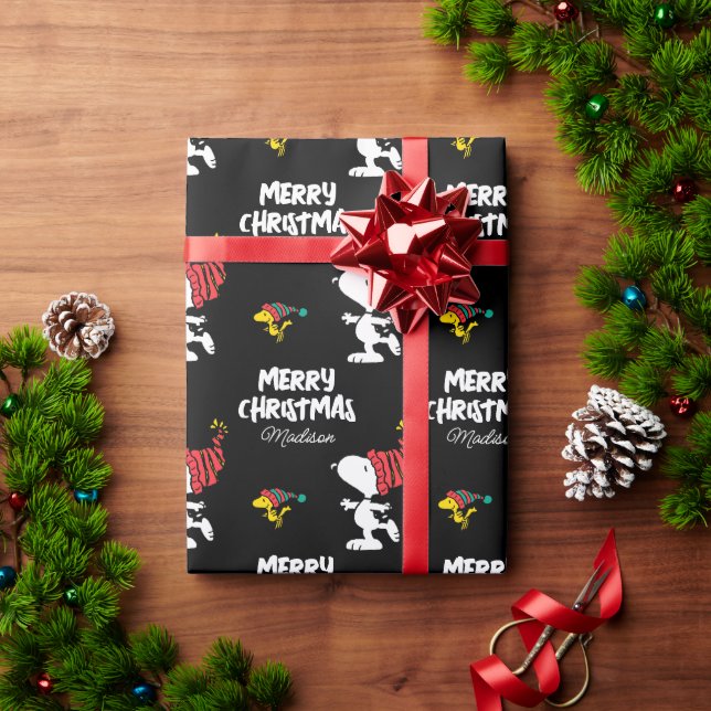 Papel De Presente Amendoins | Snoopy Winter Beanie Boné | Adicione s (Presente de Natal)