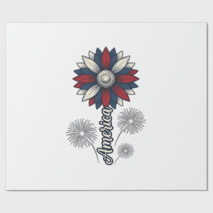 Papel De Presente América Patriótica Flor Fogos de Artifício Vetor D