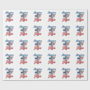 Papel De Presente America Precisa de Jesus Camisa Patriótica da Cruz