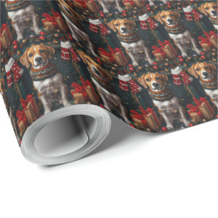 Papel De Presente American English Foxhound com presentes de Natal
