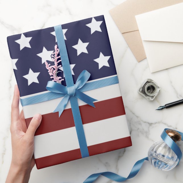 Papel De Presente American Flag American USA Pattern (Presentear)
