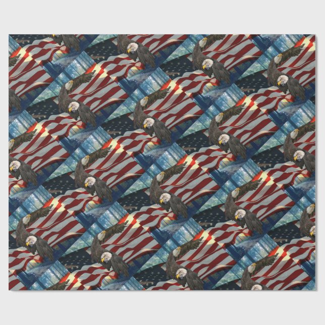 Papel De Presente American Flag Bald Eagle (Aberto)