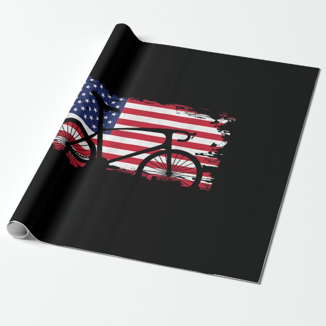 Papel De Presente American Flag Road Biking Cycling Roupa - Bicycl (Desenrolado)