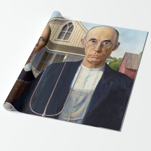Papel De Presente American Gothic Classic Painting Grant Wood (Desenrolado)