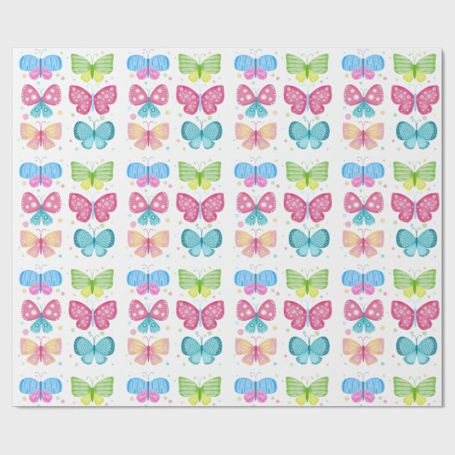Papel De Presente Amigos Coloridos do Flutter (Aberto)