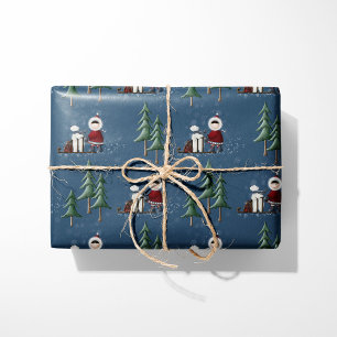 Papel De Presente Amigos da Floresta de Peste Vermelha de inverno