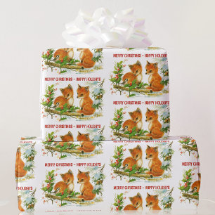 Papel De Presente Amigos da Floresta Fox Chickadee Adicionar Saudaçã