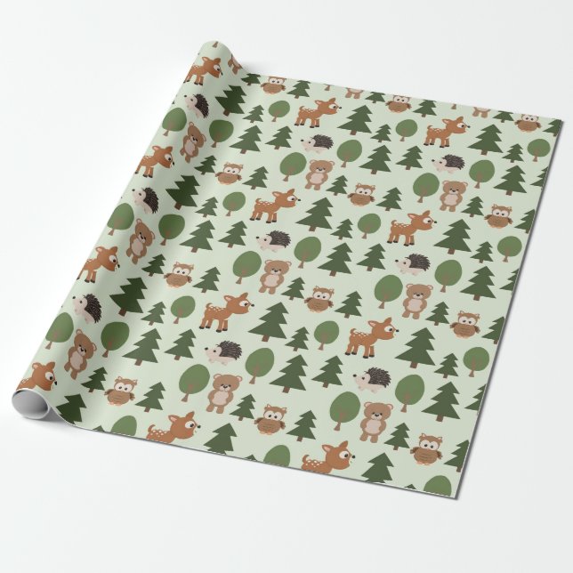 Papel De Presente Amigos da Floresta Natural (Desenrolado)