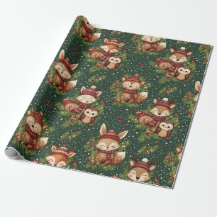 Papel De Presente Amigos Fofos da Floresta de Inverno – Animais de F