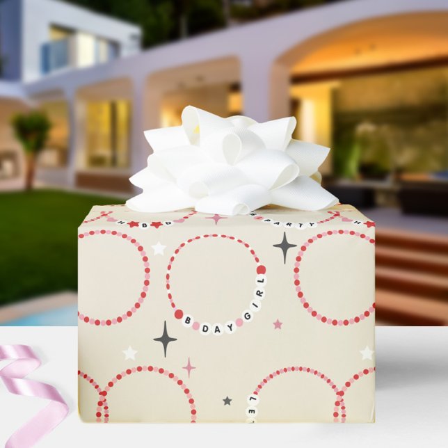 Papel De Presente Amizade de Aniversário Bebida Braceletes Vermelho  (Criador carregado)