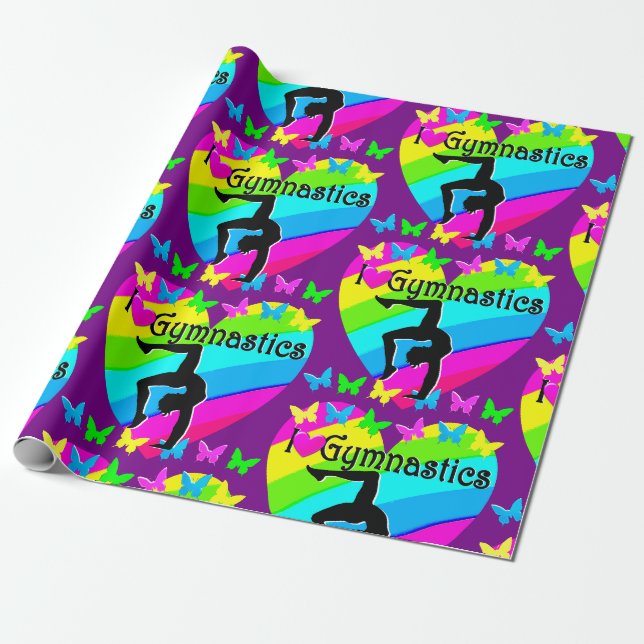 PAPEL DE PRESENTE AMO A DESIGN DE GINÁSTICA. (Desenrolado)
