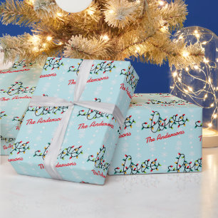 Papel De Presente Amo Luzes de Natal, Flocos de Neve, Nome(s)