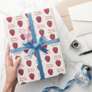 Papel De Presente Amo-Te A Berry Muita Framboesa Namorados