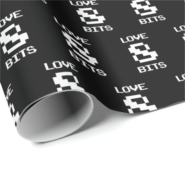 Papel De Presente Amor 8 Bits (Ponta do rolo)