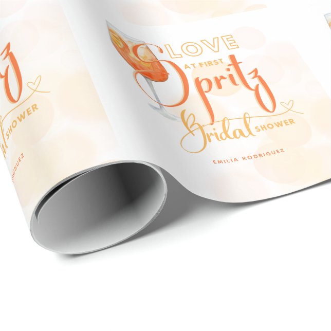 Papel De Presente Amor à Primeira SPRITZ Chá de Noiva Laranja Modern (Ponta do rolo)