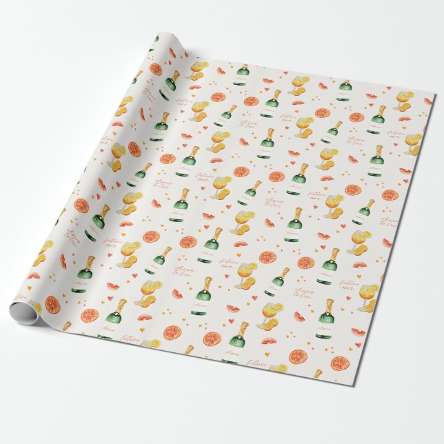 Papel De Presente Amor à Primeira Spritz Citrus Chá de Noiva Aperol (Desenrolado)
