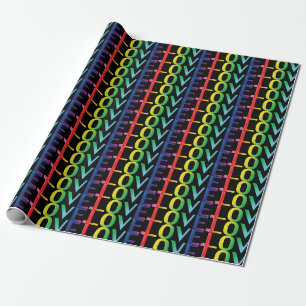 Papel De Presente Amor arco-íris cores padrão preto orgulho gay lg