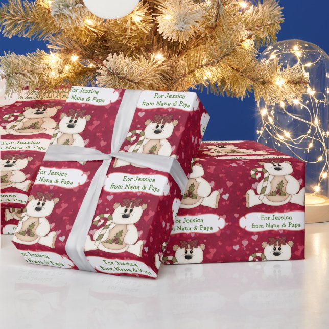 Papel De Presente Amor Bear Avô Personalizado Natal (Feriados)
