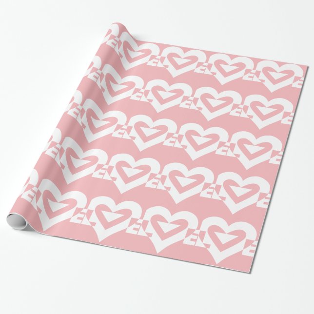 Papel De Presente Amor branco a rosa (Desenrolado)