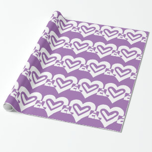 Papel De Presente Amor branco e roxo