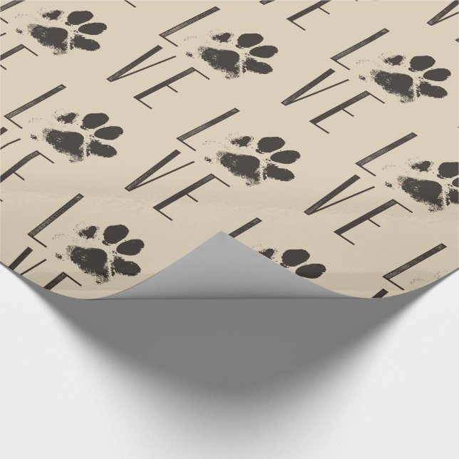 Papel De Presente Amor com padrão de impressão de pata de animal mar (Ponta)