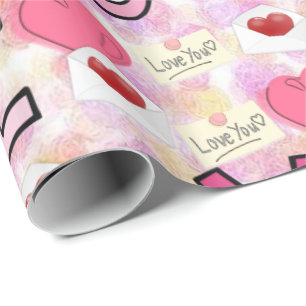 Papel De Presente Amor Com Papel De Envolvimento Brilhante