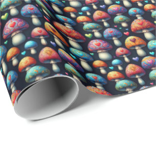 Papel De Presente Amor de Cogumelo