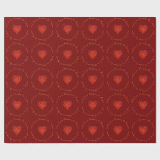 Papel De Presente Amor de coração vermelho e geométrico de ouro mode