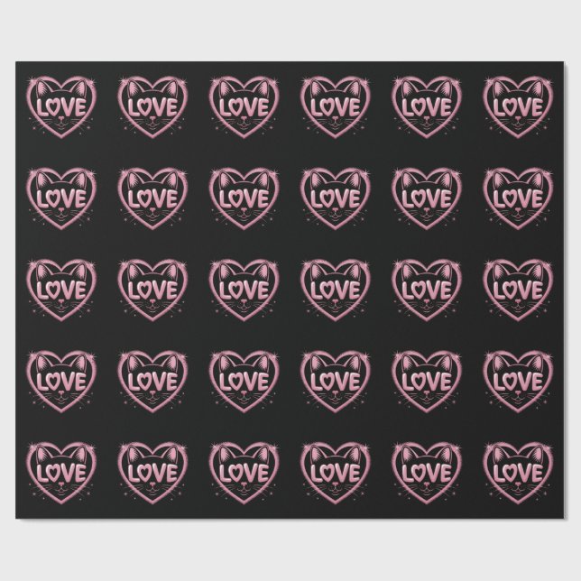 Papel De Presente Amor de Gato Espelhante (Aberto)